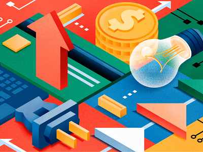 Top 10 investors pick - Barron's magazine chiara vercesi colors editorial editorial illustration energy finance illustration magazine stocks technology texture vector