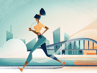 Good morning - Quartz chiara vercesi city editorial editorial illustration girl good morning illustration jogger run running sunrise texture woman