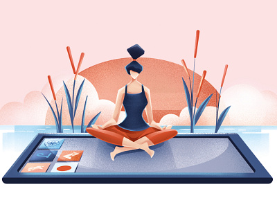 Apps on the radar - Wellness - LTV magazine calm chiara vercesi editorial editorial illustration illustration meditation peace procreate sunrise wellness wellness app woman yoga