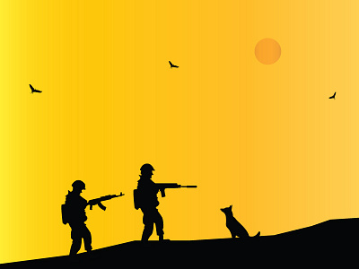 Silhouette - Desert Soldiers desert design heat illustration learning nature poster silhouette soldier