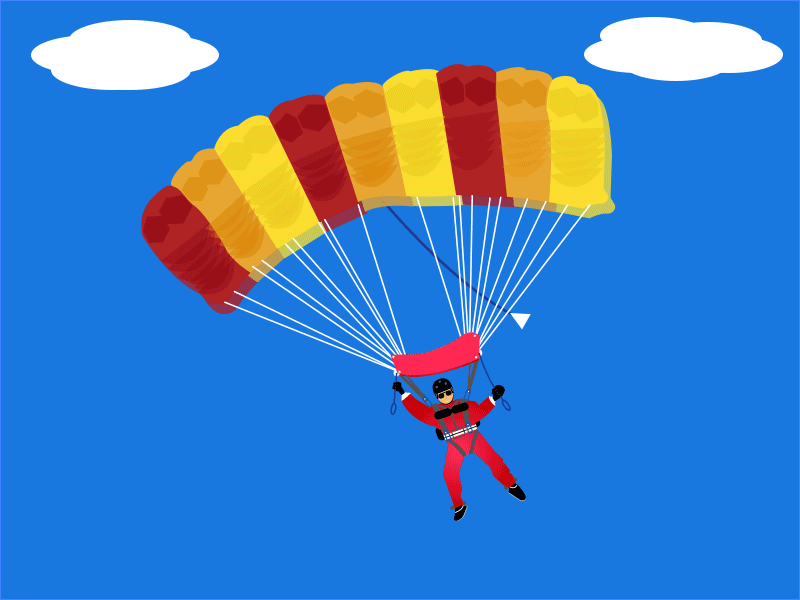Fly High acrobatic adventure altitude animation colours design fun high illustrations life parachute sky