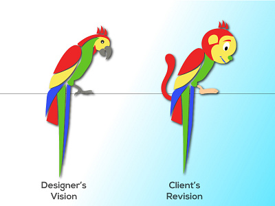 Designer & Client client design designer designervsclient evolution fun illustration justforfun learning revisions rookie vision work