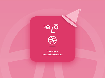 Hello Dribbble | Thanks Anna | Graphic Design adobe xd art colorful creative design dribbble firstshot fun graphic design hello dribbble illustration logo pink shot thank you card thanks for invite welcome shot xd