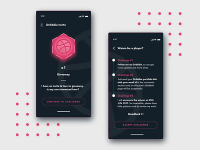 Giveaway | Dribbble Invite x1 | Mobile App | UI/UX Design