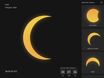Dashboard | Solar Eclipse Live 2d animation app color concept creative daily ui dashboard design dribbble flat graphic design icon illustration illustrator logo minimal ui ux vector