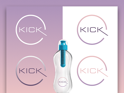 Kick Logo and Branding branding clean first draft fitness health idea kick logo marketing water bottle