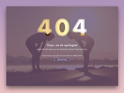 Kick 404 Error Page 404 app design error fitness health ui ux website