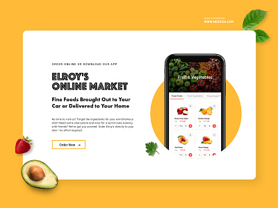 Food Delivery App - Landing Page delivery delivery app delivery service ecommerce food food app food delivery grocery grocery app health care modern landing page modern website order food organic organic food saas landing page saas web design ui design web illustration wellness