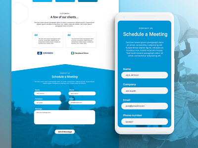 Contact Form UI Design app landing page blue clean web design contact form contact page health app landing page landingpage medical app saas saas landing page ui ux design web design website website design