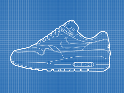 Nike Air Max 1 Blueprint air max blue blueprint illustration illustrator kicks nike nike air max shoe sneaker trainer vector