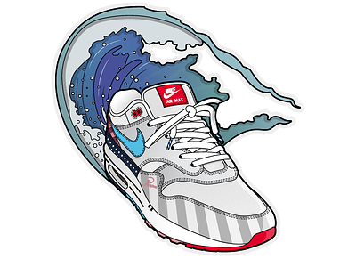 Summer heat: The 2018 Parra x Nike Air Max 1 air air max graphic design illustration illustrator kicks nike parra shoes sneakers surf wave