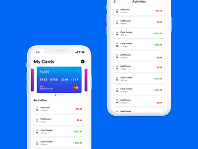 Finance App - Cards View app banking cards circular font finance interface ios product