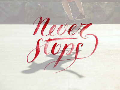 Never Stops brush calligraphy collage ink skate