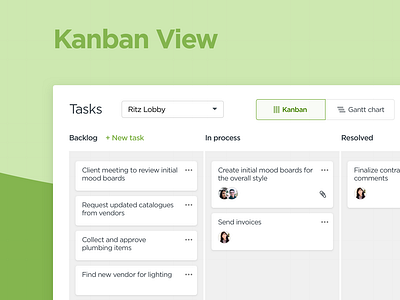 Task Management — Kanban View app card cards kanban list process task tasks typography ui ux web web app website workflow