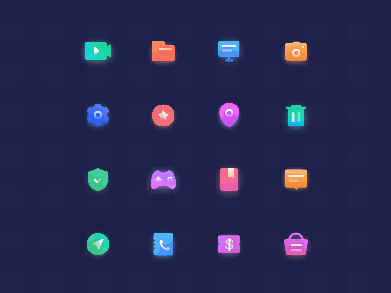 Colourful icons gif icon motion