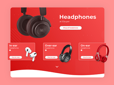 Headphones - Category page: Ebuyer brand identity clean css design development html minimal modern red tech ui ux web webpage