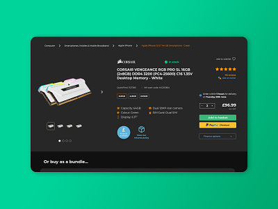 Ebuyer product page redesign: dark theme