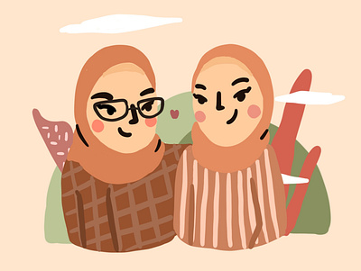 Shafira & Annisa #Commission character illustration cutestyle design art digital art doodle illustration person procreate