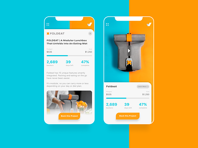 Crowdfunding Campaign app application card challenge concept crowdfunding crowdfunding campaign daily ui design donate foldeat lunch lunchbox progressbar screen ui ui challenge ux