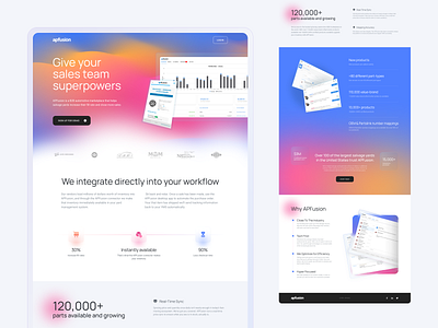 APFusion b2b design gradient interface landing landing page marketplace promo saas ui ux web webdesign website