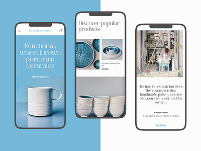 By the line pottery | Contemporary handmade porcelain shop / 03 adaptive ceramic concept craft design ecommerce handmade homepage minimal minimalistic mobile porcelain pottery product product page shop ui ux webdesign website