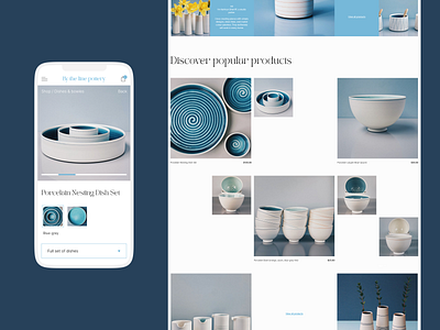 By the line pottery | Contemporary handmade porcelain shop / 04 adaptive ceramic concept craft design ecommerce handmade homepage minimal minimalistic mobile porcelain pottery product product page shop ui ux webdesign website