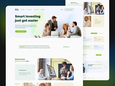 Silent Invest landing page business design finance homepage invest investment investor landing landingpage money platform ui ux webdesign website