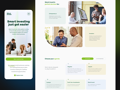 Silent Invest landing page business concept design finance homepage invest investment investor landing landingpage money platform ui ux webdesign website