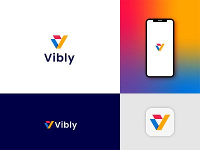 Vibly - Modern V Logo Mark alphabet v logo best logo business logo creative logo crypto letter v logos minimal minimalist logo modern modern logo nft simple logo v v logo