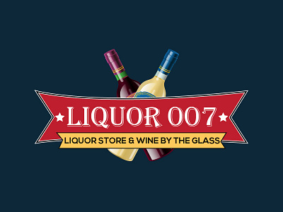 Liquor Store Logo bottle branding liquor liquor store logo logo river spirits stars today vintage wine wine logo