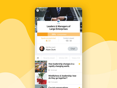 Intao - App for digital soft skill learning app app design clean concept design details digital learning flat ios iphone learning minimal mobile mobile app mobile ui product product design ui ux yellow