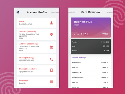 Credit Card Monitoring - Fintech Application accessibility b2c card colorful credit fintech high contrast menu saas settings visa