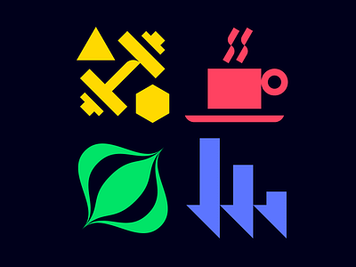 Shapes and pieces aura devices coffee grid gym icon pictogram
