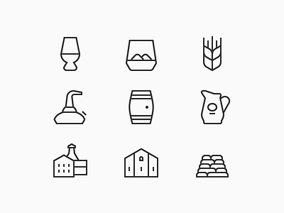 Whisky Icons cask distillery ios jug malt peat pot still single malt snifter tumbler warehouse whisky