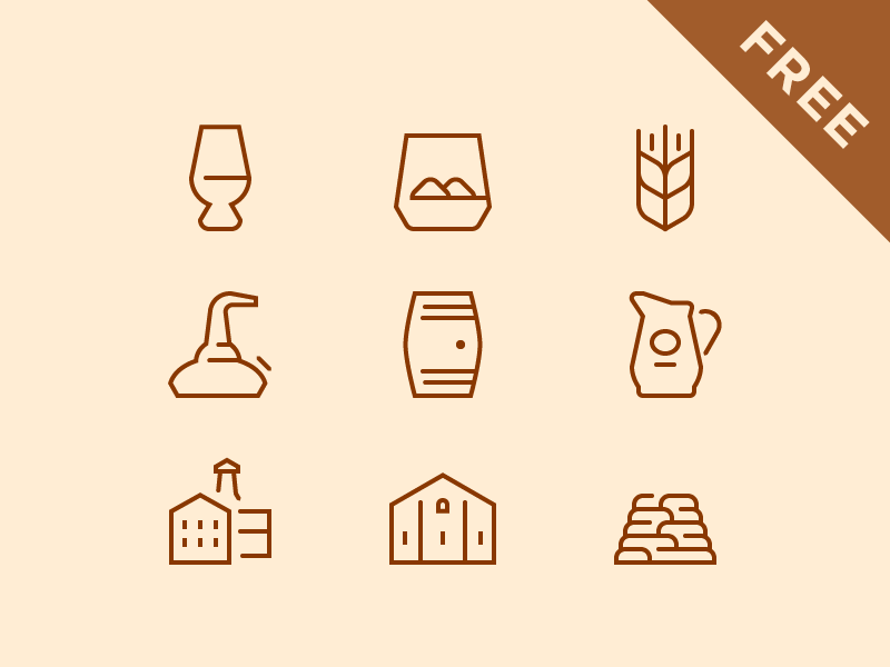 Whisky Break Free Icons cask snifter warehouse malt jug whisky distillery pot still tumbler ios peat freebie