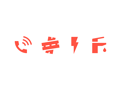 Services call connection electricity faucet icon lightning phone pictogram road water supply