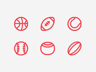 Balls Icons baseball basketball bowls football rugby tennis