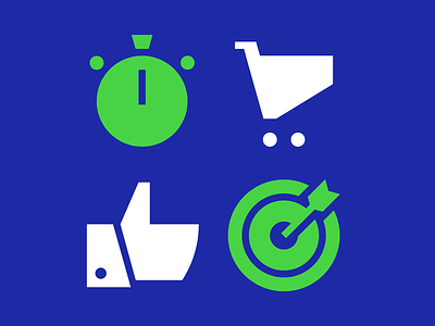 Icons cart goal icon like pictogram stopwatch