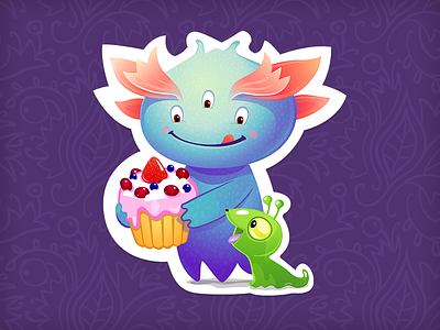 Aila loves сake app character illustration monster sticker vector