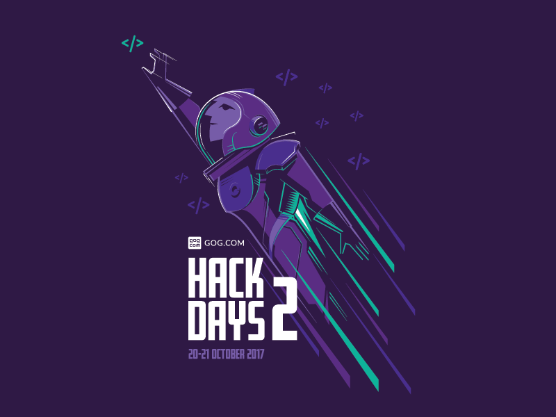 Hack Days Astronaut gog gog.com vector programming hackaton universe astronaut illustration