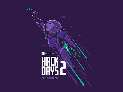Hack Days Astronaut astronaut gog gog.com hackaton illustration programming universe vector
