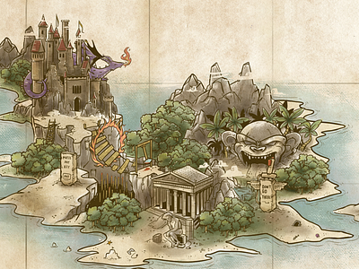 Fantasy Map adventure dragon drawing fantasy gaming island maps