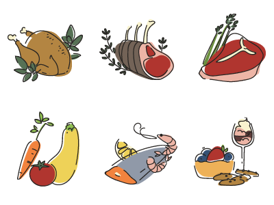 Food Icons food hand drawn iconography icons illustration illustrator
