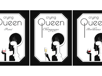 Crying Queen Wine Labels black and white branding illustration illustrator queen vector wine wine bottle wine label