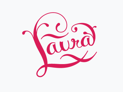 Laura hand lettering heart ornate personal pink typography