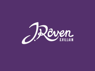J.Raven 525 eggplant hand lettering logo pantone 525 personal purple typography villain wip