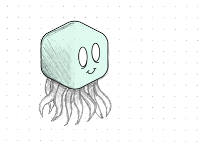 Octo-Cube 1 creature dot grid for fun octopus sketch vectorizing water wip zombie