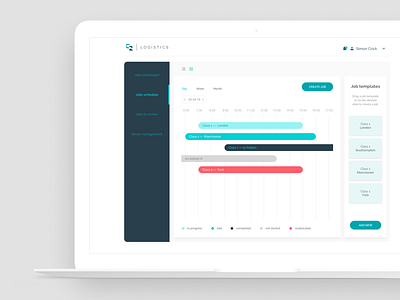 Connected2 Calendar account app applicaiton bright colors calendar chart color bars color palette design diagram drivers graph interface design job menu minimal profile profile card schedule ui