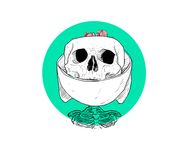 Spinner flower graphic design illustration skull spinning
