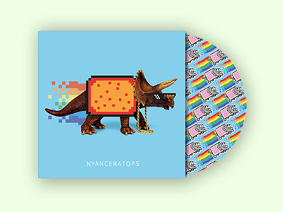 Nyanceratops cd cover graphic design meme